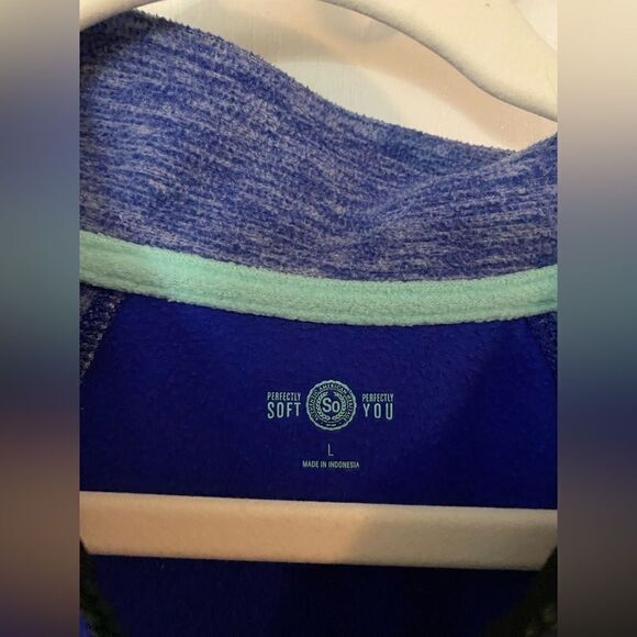 SO Perfectly Soft Perfectly You 1/4 zip fleece pullover Large blue - Picture 3 of 11